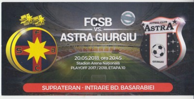 M5 - BILET ACCES PARCARE - FCSB STEAUA - ASTRA GIURGIU - 20 05 2018 foto