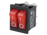 Comutator Basculant ON-OFF 16A 250V Roșu cu Lampă Neon
