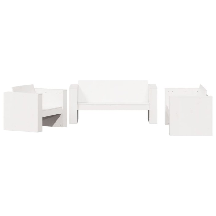 Set mobilier relaxare gradina, 2 piese, alb, lemn masiv de pin