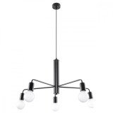 Candelabru Duomo Negru Oțel 5 Becuri Neregulate Mansardă De Interior