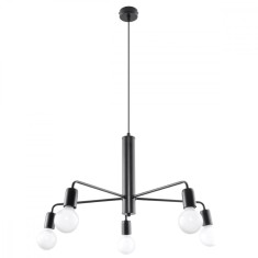 Candelabru Duomo Negru Oțel 5 Becuri Neregulate Mansardă De Interior