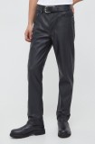 Won Hundred pantaloni bărbați, culoarea negru, drept 2099-16010