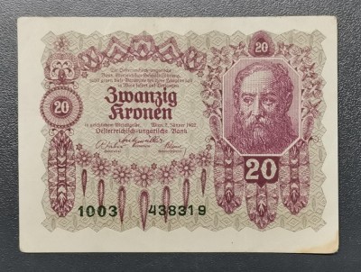 Austria 20 Kronen 1922 XF foto