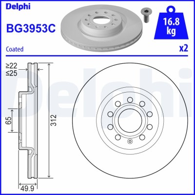 DELPHI BG3953C Disc frana foto