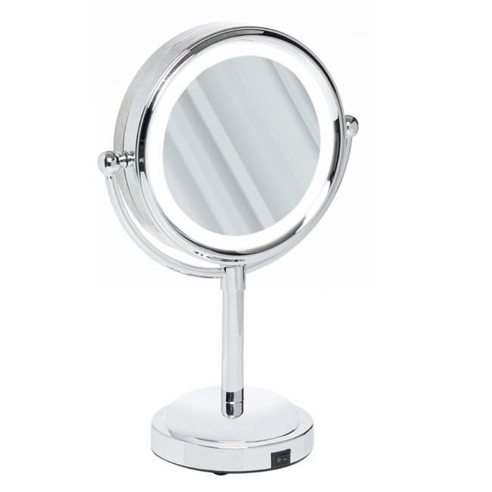 Oglinda cosmetica, LED, 11,5 cm, Argintiu