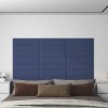 Panouri de perete, 12 buc., albastru, 60x15 cm, textil, 1,08 m&sup2;