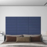 vidaXL Panouri de perete, 12 buc., albastru, 60x15 cm, textil, 1,08 m&sup2;