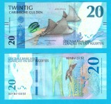 Curacao &amp; St. Maarten (pick 2) 20 Gulden 2025 UNC serie: S218413232; Pisică de mare