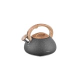 Fierbător tradițional cu fluier, fabricat din inox, marmorat, ceainic 2.7 litri, 16.5-20cm, negru, Klausberg