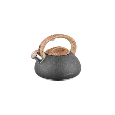 Fierbător tradițional cu fluier, fabricat din inox, marmorat, ceainic 2.7 litri, 16.5-20cm, negru, Klausberg foto