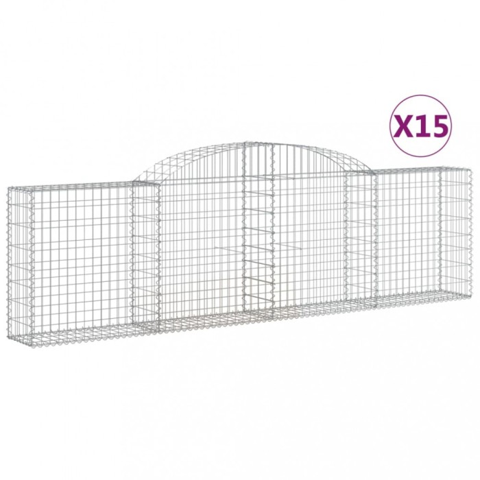 Cosuri gabion arcuite 15 buc, 300x30x80/100 cm, fier galvanizat