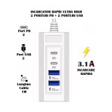 Cumpara ieftin Statie Incarcare Elworld Fast Charging USB A/C Universala 4 Porturi 5V 3.1A Incarcator Universal Priza