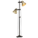 Lampa de podea cu 2 abajururi, aramiu, E27, fonta