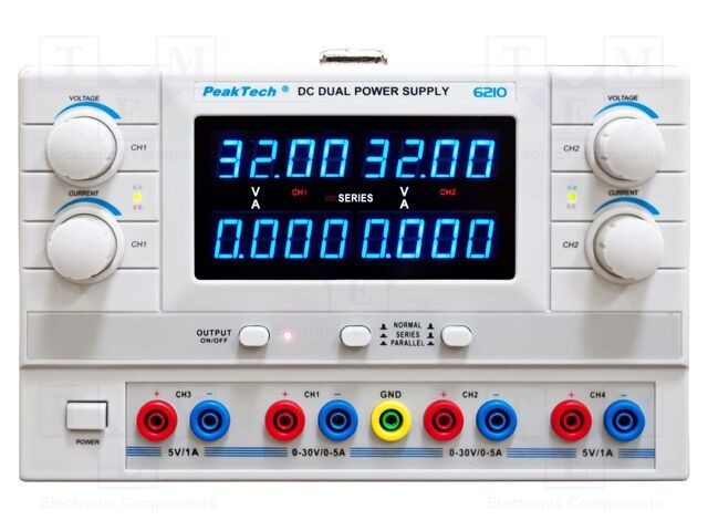 Alimentator de laborator reglabil multicanal PEAKTECH 0&divide;30VDC 0&divide;5A