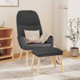 VidaXL Scaun de relaxare cu taburet, gri &icirc;nchis, textil