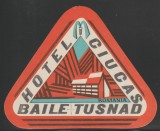 Romania anii 70-80 - Vigneta de bagaje Hotel Ciucas din Statiunea Baile Tusnad, ONT Carpati, eticheta hoteliera, promovare turistica