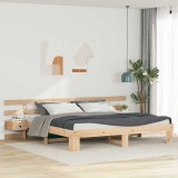 Cumpara ieftin Cadru de pat cu headboard Maro 200 x 200 cm Lemn de pin masiv