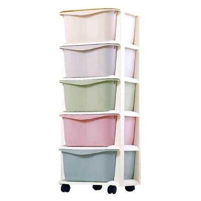 Dulap organizator din plastic, 5 sertare depozitare, model multicolor, JollyMag, PO10, 97x38x37 cm foto