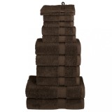 VidaXL Set de prosoape premium SOLUND, 12 piese, maro, 600 g/m&sup2;