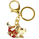 Breloc Crap norocos, amuletă feng shui pentru bani, metal solid auriu 8 cm