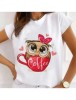 Tricou Dama Alb Cafea si Bufnita - S(36), Oem