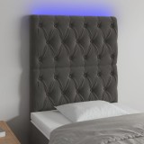 VidaXL Tăblie de pat cu LED, gri &icirc;nchis, 80x7x118/128 cm, catifea
