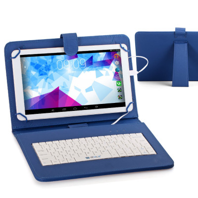 Husa Tableta Cu Tastatura MRG L-192, Model X, 9.7&amp;rdquo;, Micro USB, Albastru C192 foto