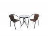 Set masa OMC 60X69.5cm cu 2 scaune din otel si polietilena, pentru gradina, maro