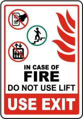 In Case of Fire Do Not Use Lift Sign foto