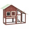 Cusca Iepuri vidaXL 140x63x120cm, Lemn Masiv, 2 Niveluri, Rampa, Sertar, Cafeniu/Alb