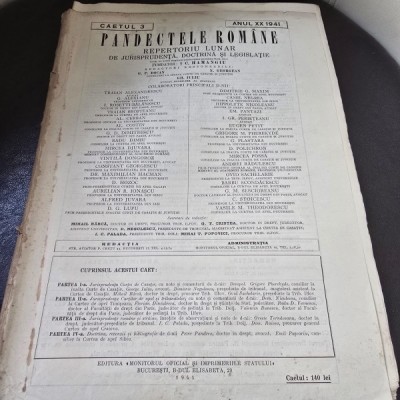 Pandectele Romane Caietul 3 Anul XX 1941 foto