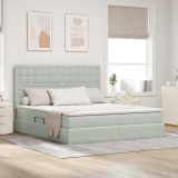 vidaXL Pat cu lumini cu bandă LED Gri deschis 180 x 200 cm Catifea 3372801