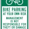 Bike Parking at Your Own Risk Sign