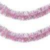 Beteală Crăciun, Tinsel Roz Auriu Irizat, 3m x 10cm, Plastic, Oem