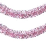 Beteală Crăciun, Tinsel Roz Auriu Irizat, 3m x 10cm, Plastic, Oem