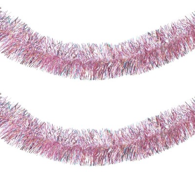 Beteală Crăciun, Tinsel Roz Auriu Irizat, 3m x 10cm, Plastic foto