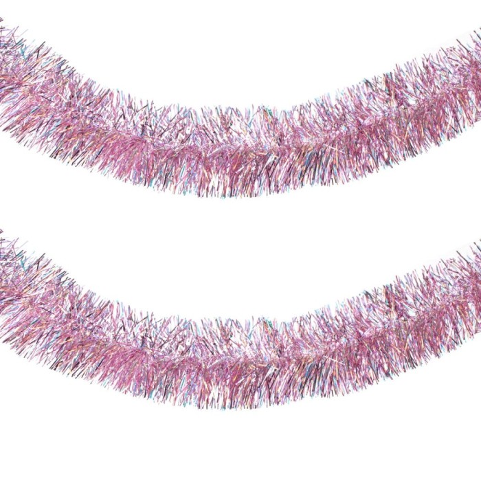 Beteală Crăciun, Tinsel Roz Auriu Irizat, 3m x 10cm, Plastic