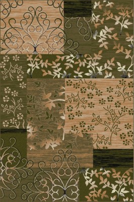 Covor Model Lotos 1521-310, Marime 60 x 110 cm, Verde, Inaltime Fir 8 mm, Antialergic, Polipropilena, Living, Dormitor, Sufragerie, Birou foto