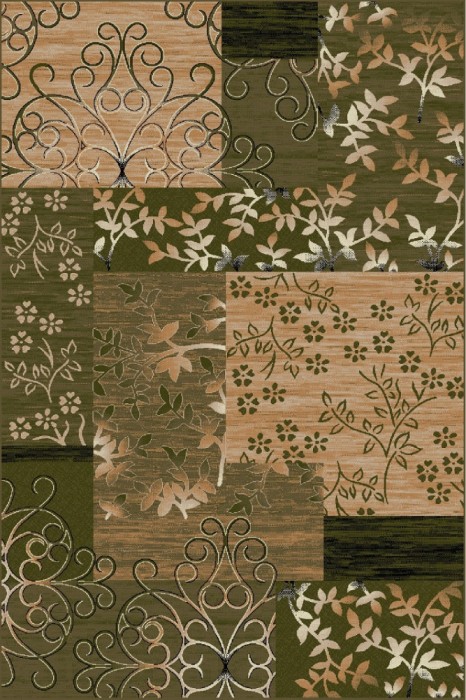 Covor Model Lotos 1521-310, Marime 60 x 110 cm, Verde, Inaltime Fir 8 mm, Antialergic, Polipropilena, Living, Dormitor, Sufragerie, Birou