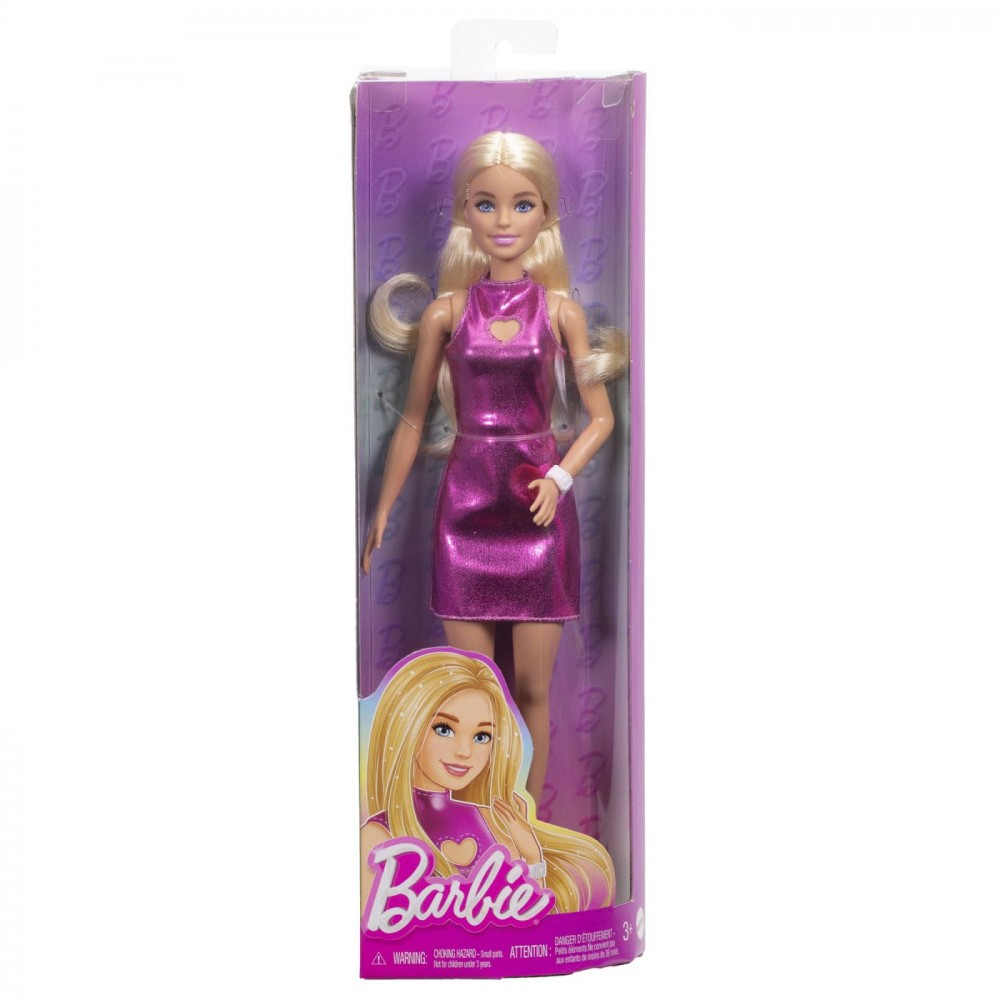 Barbie Papusa Barbie Fashionistas Blonda Cu Rochita Roz Metalica ...