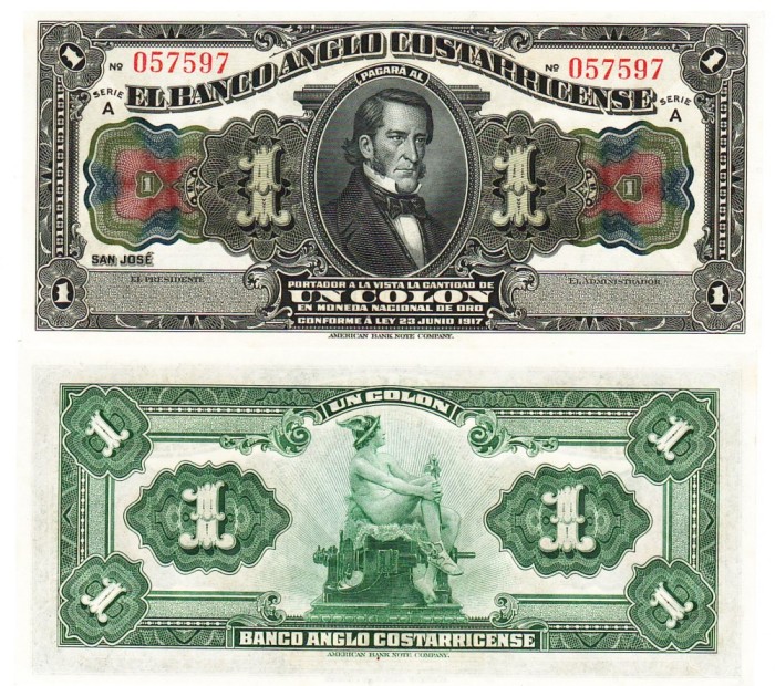 Costa Rica 1 Colon 1917 P-S121r UNC