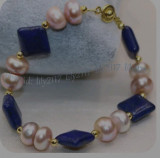 Cumpara ieftin Brățară perle naturale lavandă cu lazurit/ Lapis lazuli