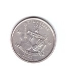 Moneda SUA 25 centi/quarter dollar 2002 P Tennessee 1796, stare buna, curata