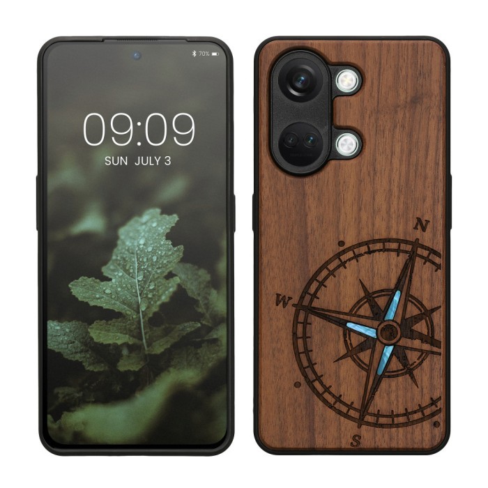 Husa Kwmobile pentru OnePlus Nord 3 5G, Maro/Albastru, Lemn, KWM0000204Y003C