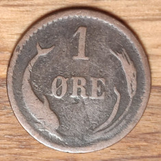 Danemarca - moneda de colectie rara! - 1 ore 1879 bronz - delfin - superba !