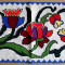 Carpeta populara traditionala cusuta manual pe panza de sac, motiv floral 70 ani