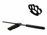 Cumpara ieftin Set Autoaparare: Baston Telescopic Negru 50cm Otel + Box Metalic Negru 0.5cm. Compact, Rezistent, Usor! IdealStore