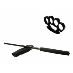 Set baston telescopic negru 50 cm + box negru 0.5 cm grosime