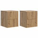 vidaXL Dulap de noapte suspendat 2 pcs Stejar Artizanal Lemn prelucrat 898484