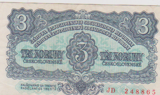 3 KORUN 1961 CEOSLOVACIA /F